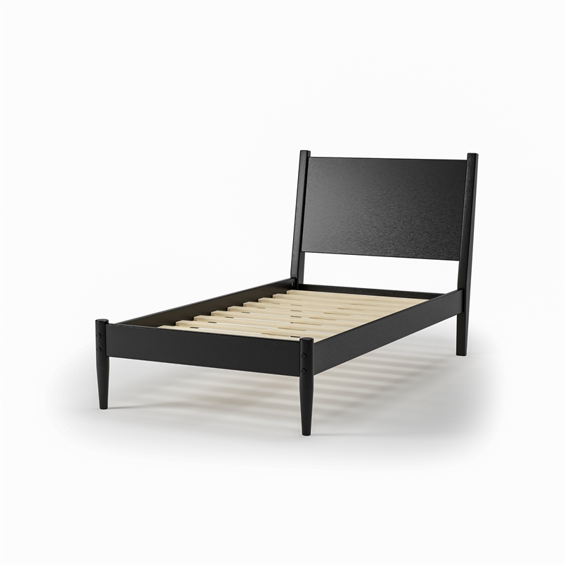 Camaflexi Mid Century Panel Bed Twin Size Black
