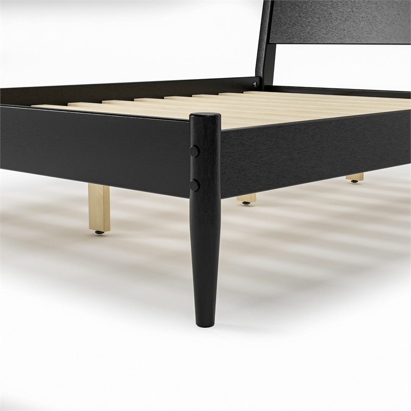 Camaflexi Mid Century Panel Bed Queen Size Black