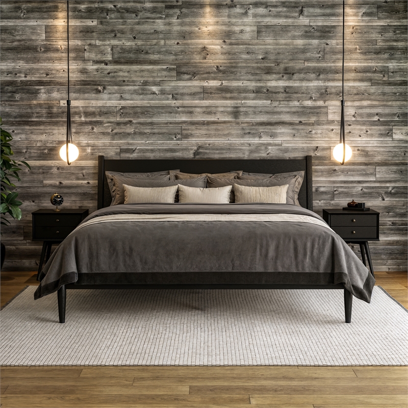 Camaflexi Mid Century Panel Bed King Size Black