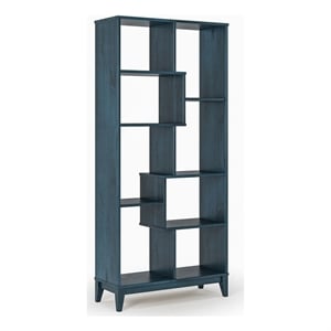 Geometrix Bookcase 72&quotH - Deep Ocean Blue Finish