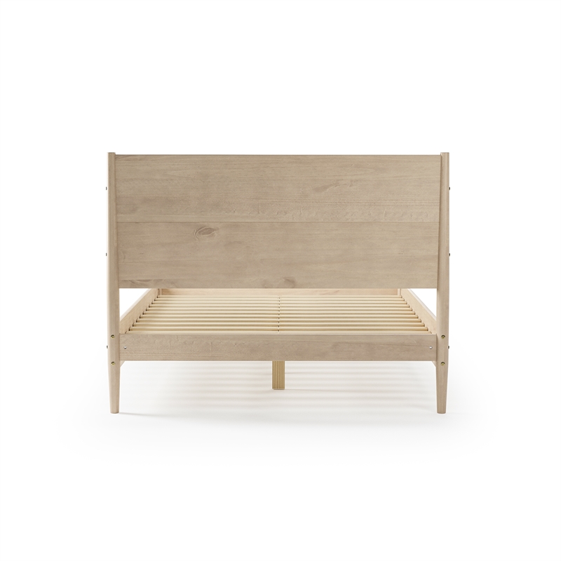 Mid Century Platform Bed Queen Size - Light Oak Finish