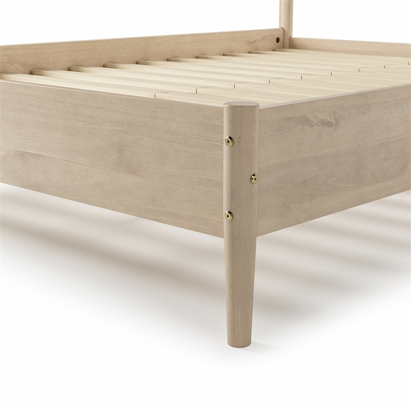 Mid Century Platform Bed Queen Size - Light Oak Finish