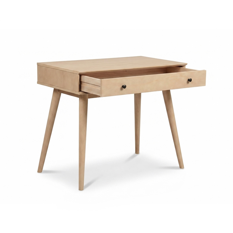 Mid Century Writing Desk One Drawer - Light Oak Finish