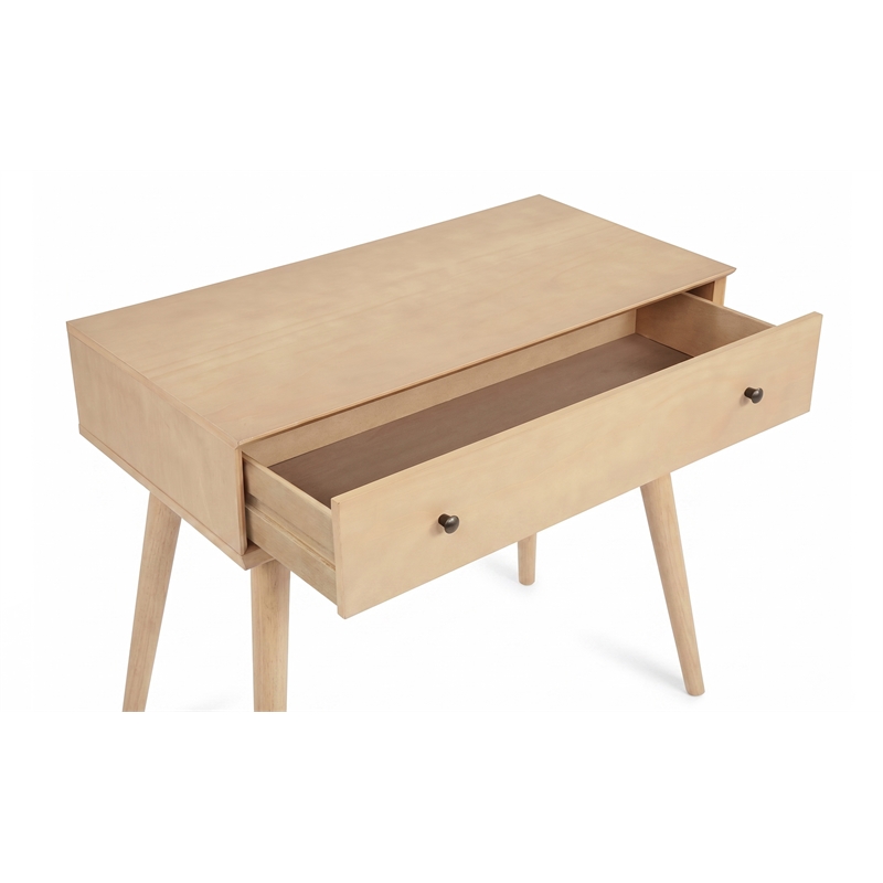 Mid Century Writing Desk One Drawer - Light Oak Finish