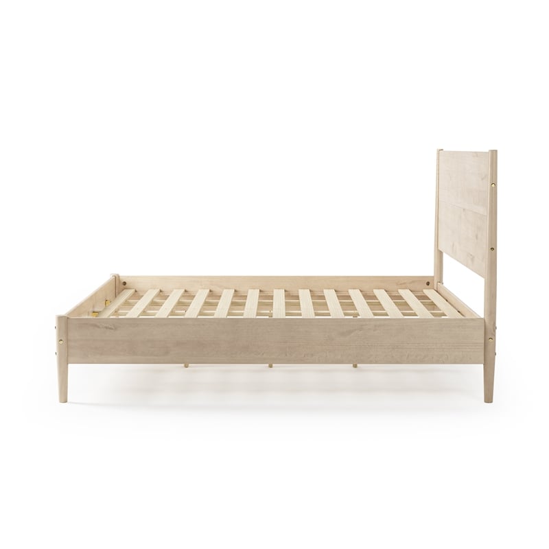 Mid Century Platform Bed King Size - Light Oak Finish