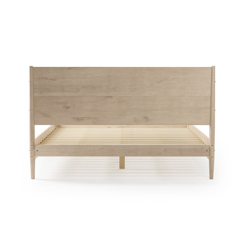 Mid Century Platform Bed King Size - Light Oak Finish