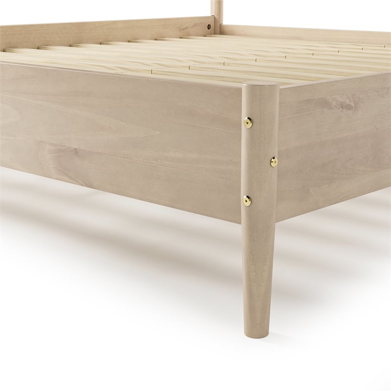 Mid Century Platform Bed King Size - Light Oak Finish