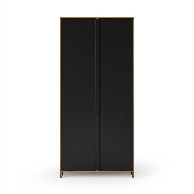 Newport Bookcase with Doors - Mocha with Black Finish