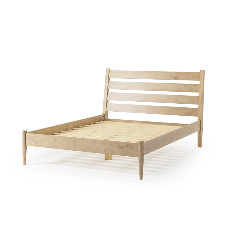 Mid-Century Modern Platform Bed - Light Oak Finish