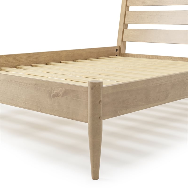 Mid-Century Modern Platform Bed - Light Oak Finish