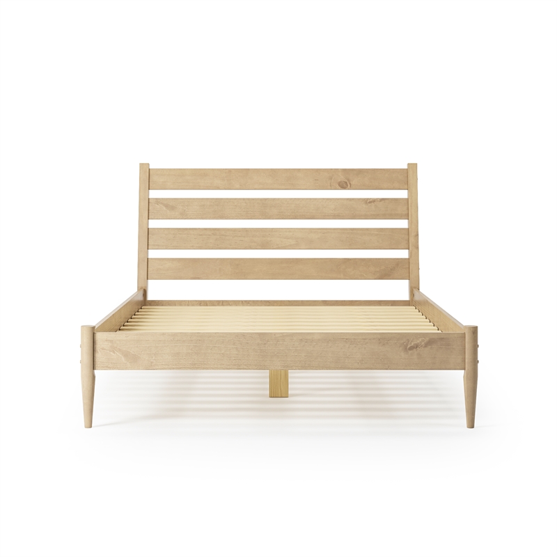 Mid-Century Modern Platform Bed - Light Oak Finish