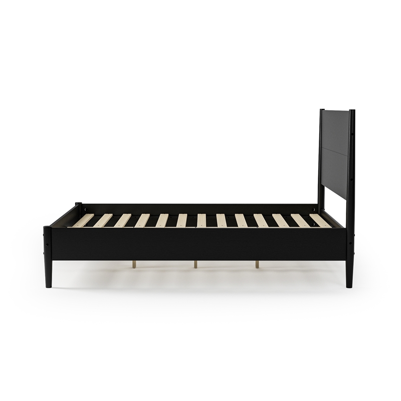 Mid Century Platform Bed Queen Size - Black Finish