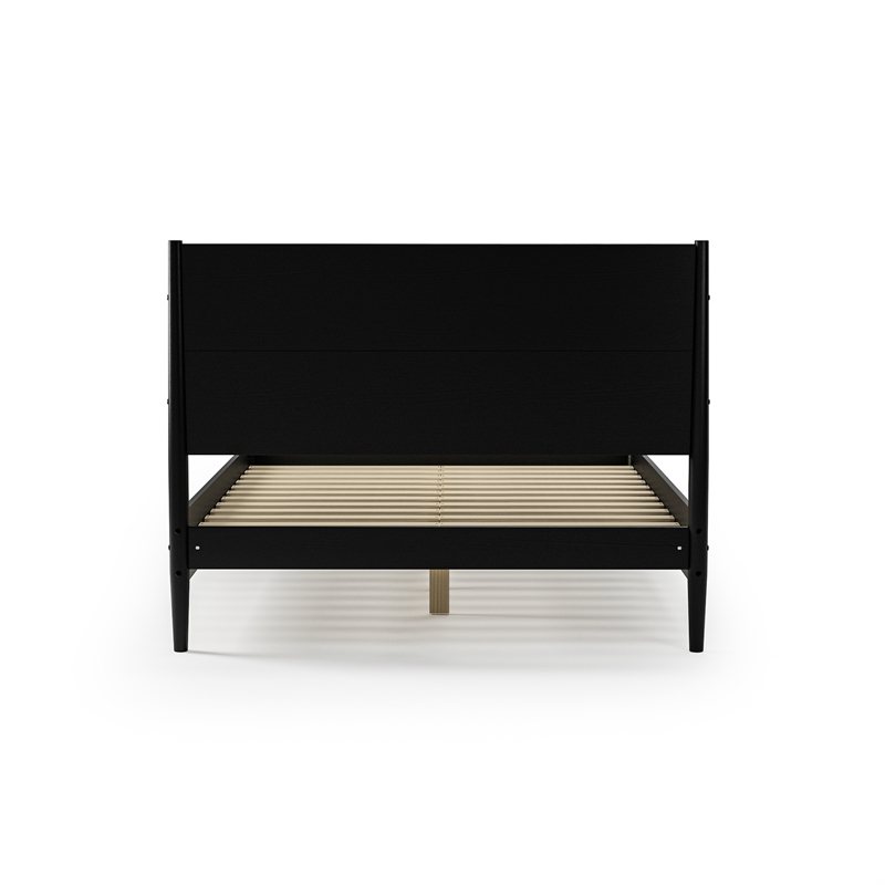 Mid Century Platform Bed Queen Size - Black Finish