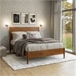 Mid Century Platform Bed Queen Size - Dark Pecan Finish