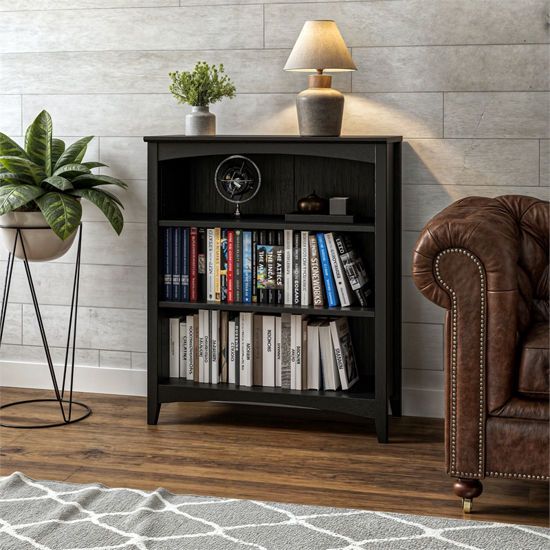 Shaker Style Bookcase - Black Finish - 36
