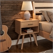 Camaflexi Mid-Century Modern Soild Wood 1-Drawer Nightstand in Light Oak