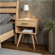 Camaflexi Mid-Century Modern Soild Wood 1-Drawer Nightstand in Light Oak