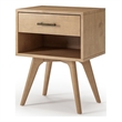 Camaflexi Mid-Century Modern Soild Wood 1-Drawer Nightstand in Light Oak