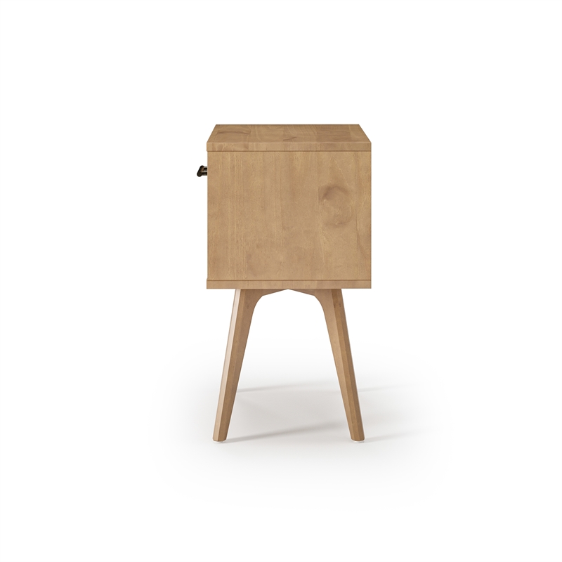 Camaflexi Mid-Century Modern Soild Wood 1-Drawer Nightstand in Light Oak