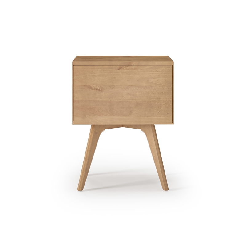 Camaflexi Mid-Century Modern Soild Wood 1-Drawer Nightstand in Light Oak