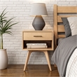 Camaflexi Mid-Century Modern Soild Wood 1-Drawer Nightstand in Light Oak