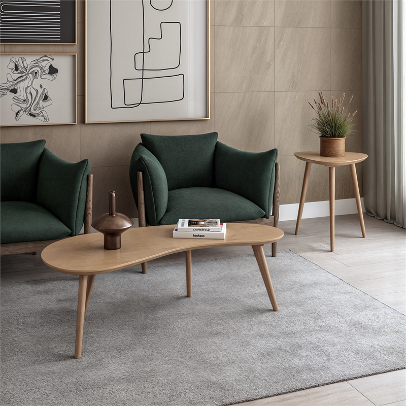 Camaflexi Mid-Century Modern Soild Wood Coffee Table in Light Oak Finish