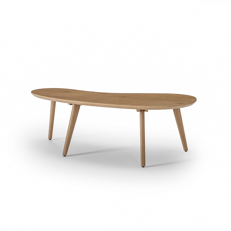 Camaflexi Mid-Century Modern Soild Wood Coffee Table in Light Oak Finish