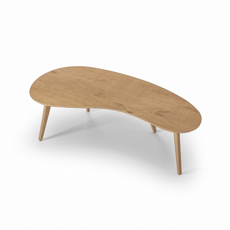 Camaflexi Mid-Century Modern Soild Wood Coffee Table in Light Oak Finish