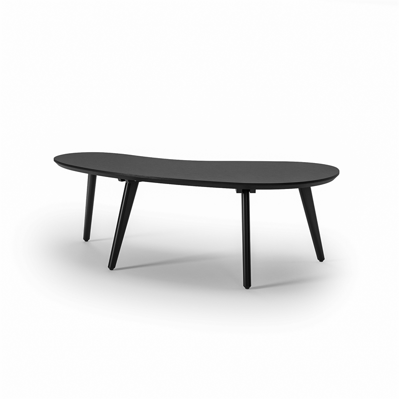 Camaflexi Mid-Century Modern Soild Wood Coffee Table in Black Finish