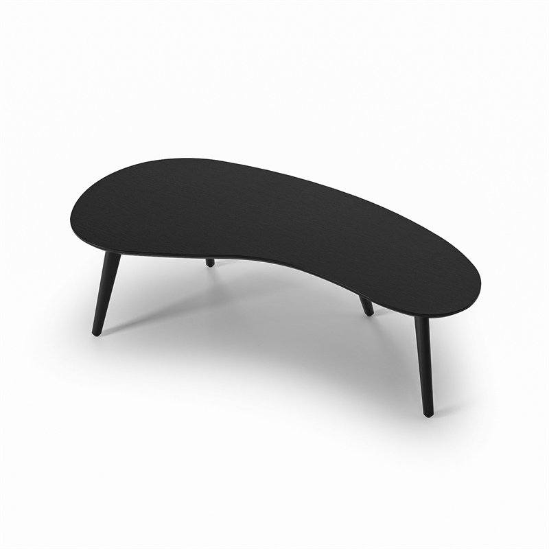 Camaflexi Mid-Century Modern Soild Wood Coffee Table in Black Finish