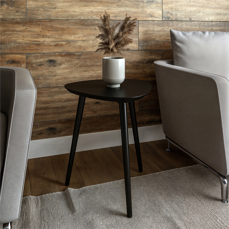 Camaflexi Mid-Century Modern Soild Wood End Table in Black Finish