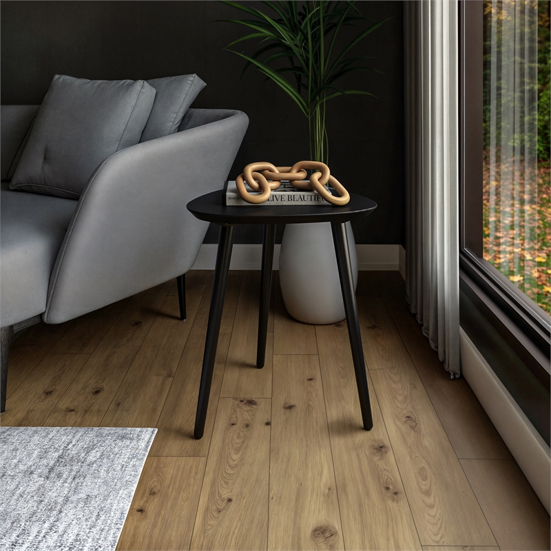 Camaflexi Mid-Century Modern Soild Wood End Table in Black Finish