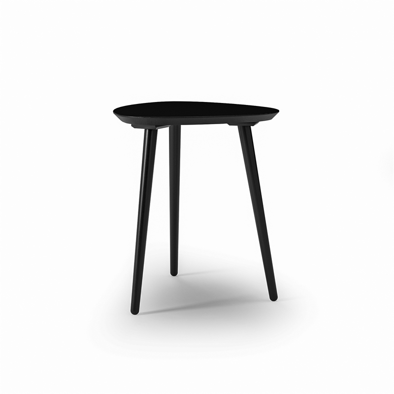 Camaflexi Mid-Century Modern Soild Wood End Table in Black Finish
