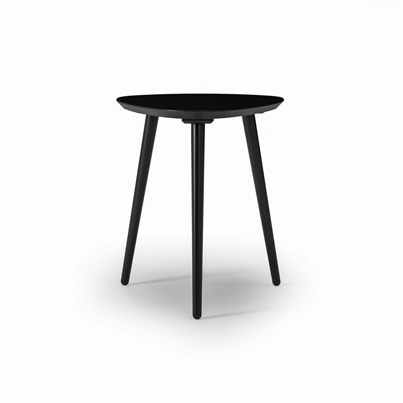 Camaflexi Mid-Century Modern Soild Wood End Table in Black Finish