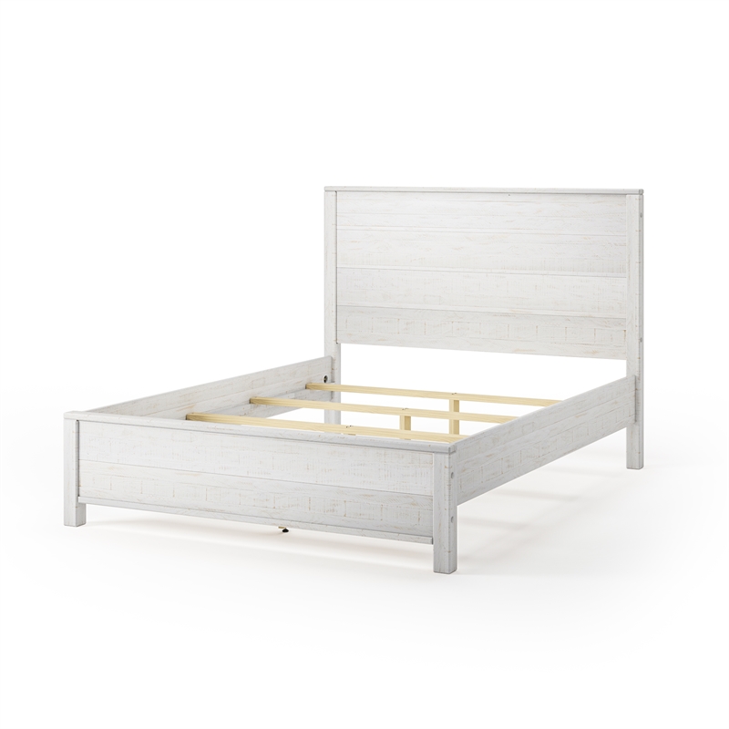 Standard Baja Solid Wood Bed - Queen Size - Shabby White Finish