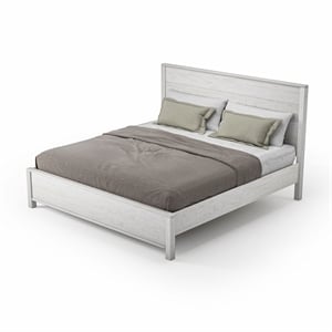 Standard Baja Solid Wood Bed - King Size - Shabby White Finish