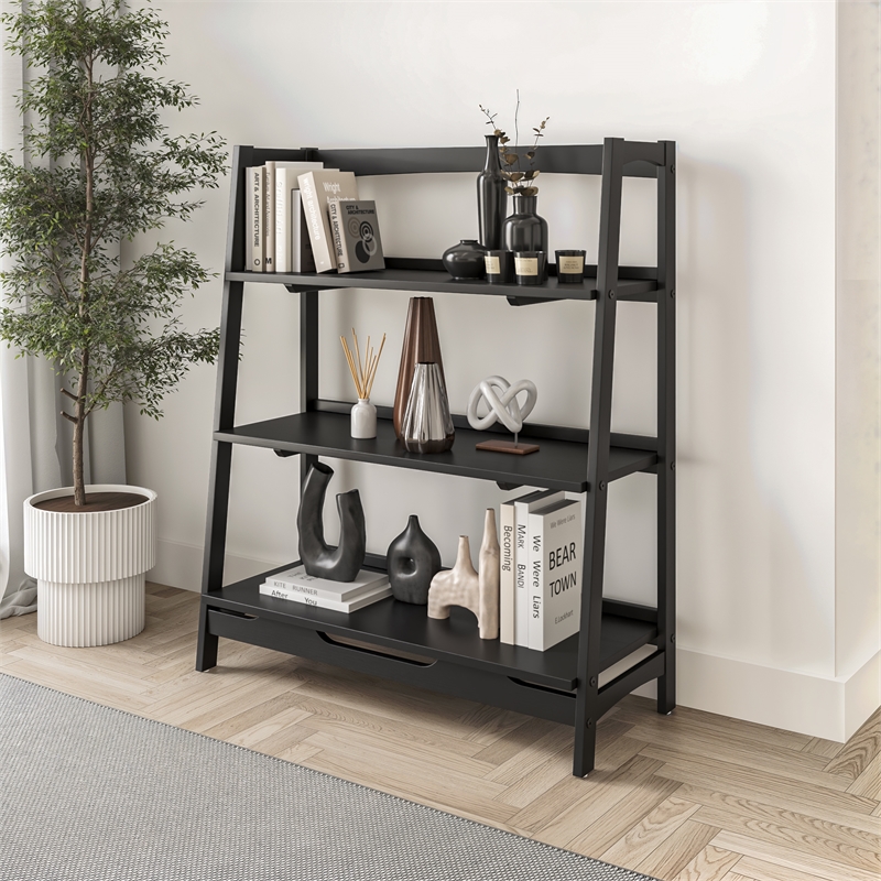 Camaflexi Mid Century Open Shelving Unit Black Finish