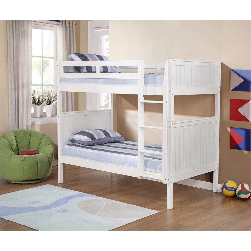 Camaflexi Twin over Twin Bunk Bed - Panel Headboard - White Finish