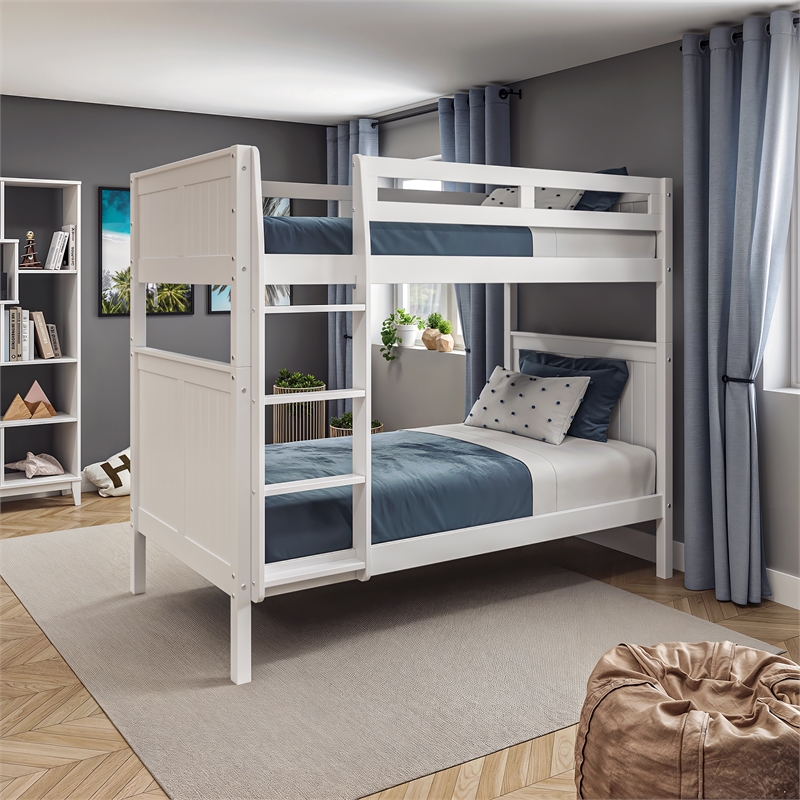 Camaflexi Twin over Twin Bunk Bed - Panel Headboard - White Finish