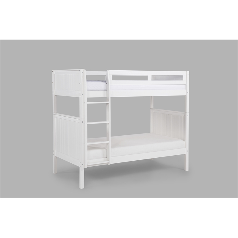 Camaflexi Twin over Twin Bunk Bed - Panel Headboard - White Finish