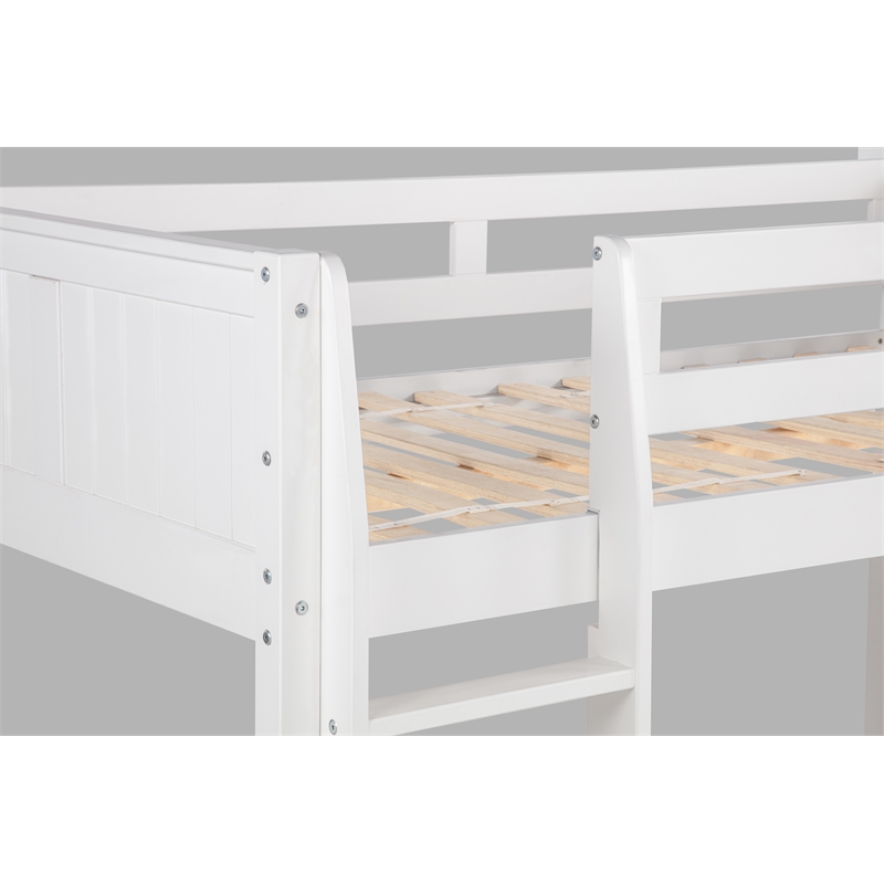 Camaflexi Twin over Twin Bunk Bed - Panel Headboard - White Finish
