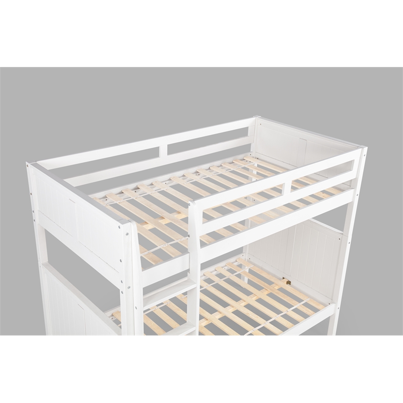 Camaflexi Twin over Twin Bunk Bed - Panel Headboard - White Finish