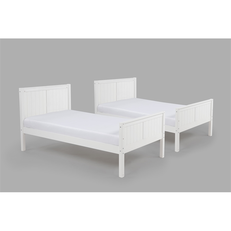 Camaflexi Twin over Twin Bunk Bed - Panel Headboard - White Finish