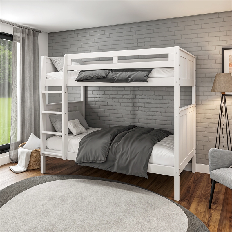 Camaflexi Twin over Twin Bunk Bed - Panel Headboard - White Finish