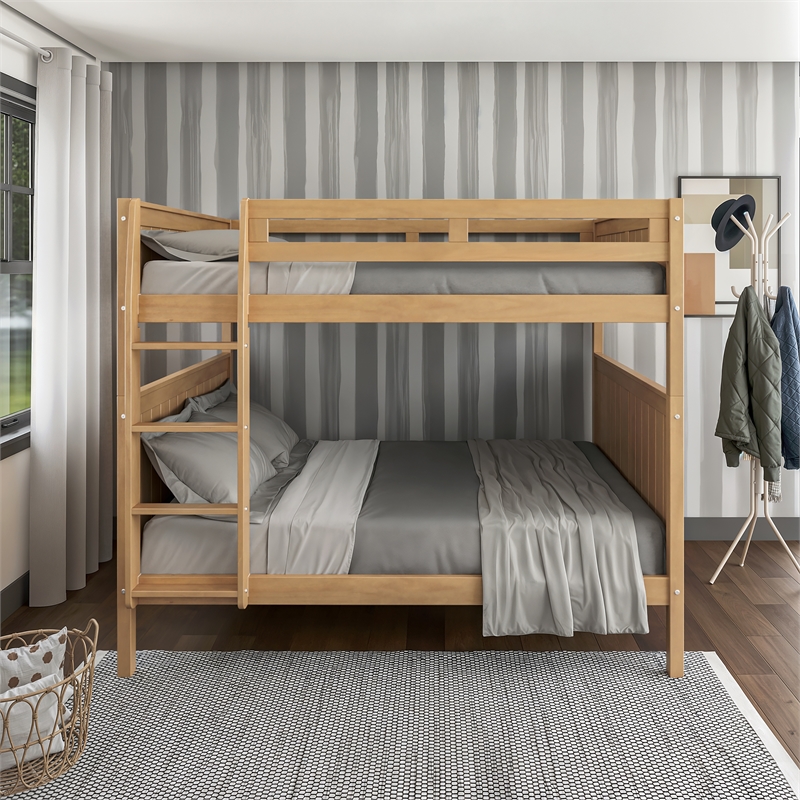 Camaflexi Full over Full Bunk Bed - Panel Headboard - Light Oak Finish