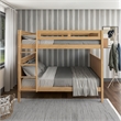 Camaflexi Full over Full Bunk Bed - Panel Headboard - Light Oak Finish