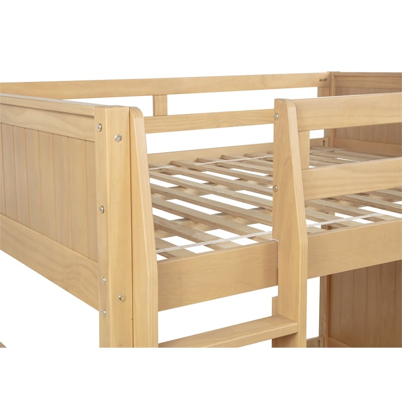 Camaflexi Full over Full Bunk Bed - Panel Headboard - Light Oak Finish