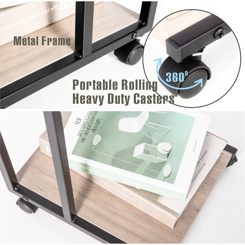 JJS Modern Engineered Wood End C Table for Small Spaces in Smoky Gray