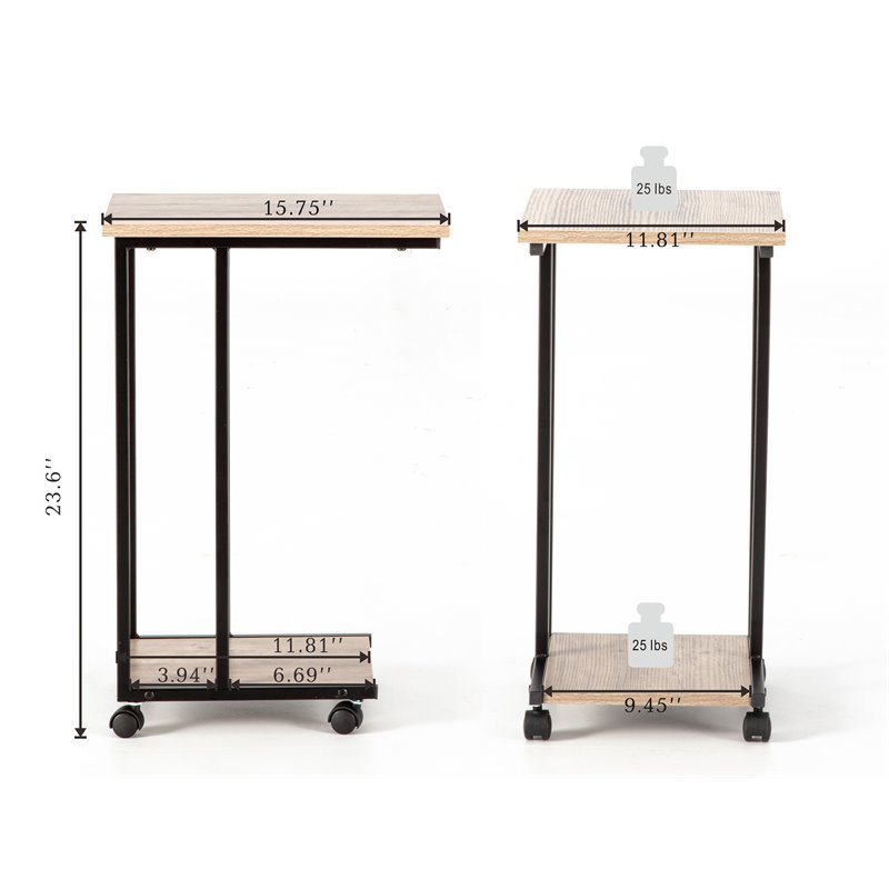 JJS Modern Engineered Wood End C Table for Small Spaces in Smoky Gray