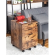 JJS 3-Drawer Modern Engineered Wood Rolling File Cabinet with Lock in Brown